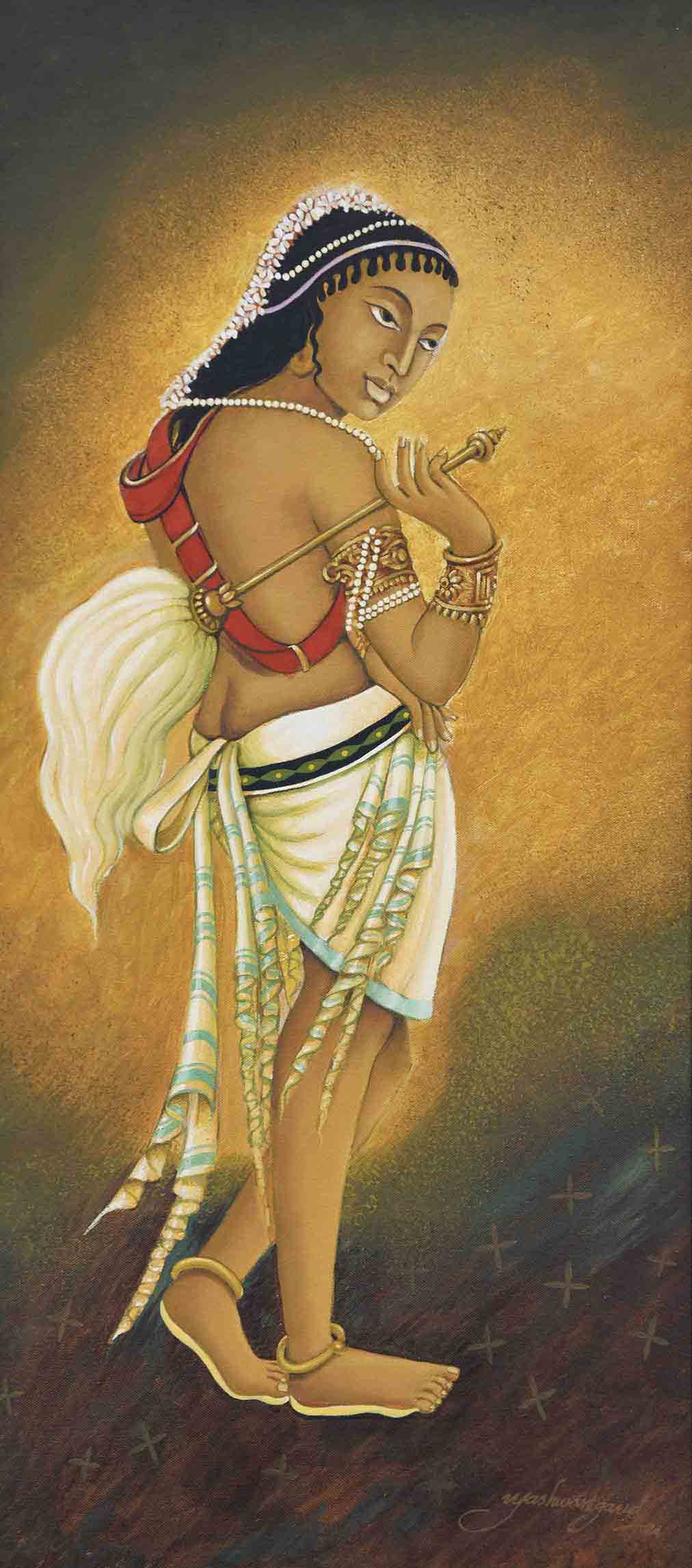 Servant with Fly Whisk. | Ajanta Cave 17