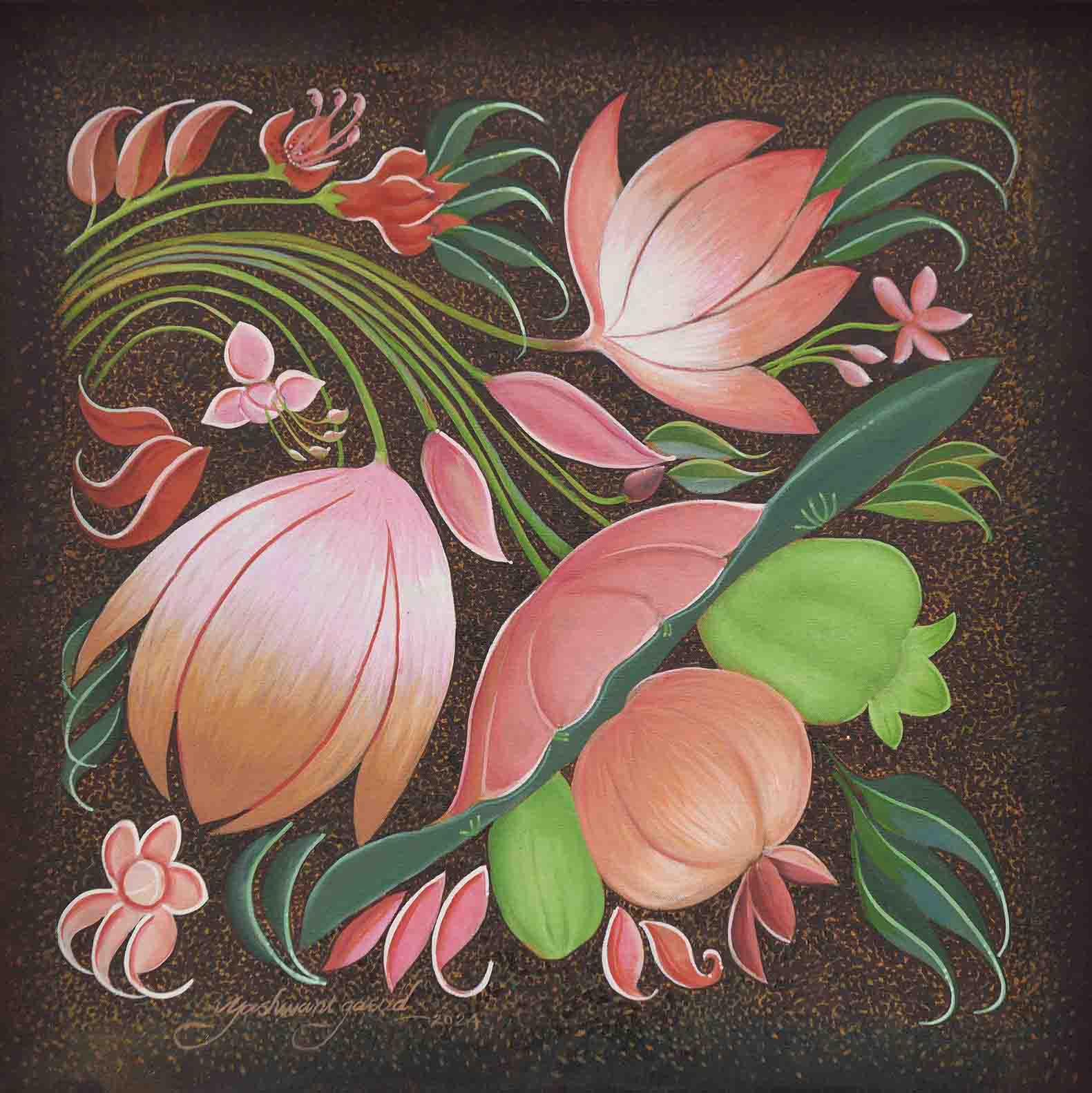 Flora Ceiling Design Painting | Ajanta Cave 1