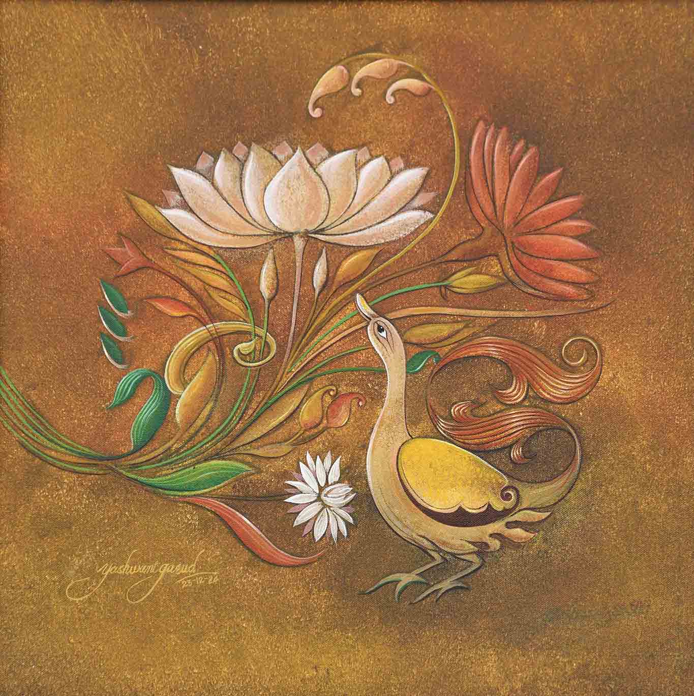 Swan Ceiling Design Painting  | Ajanta Cave 1