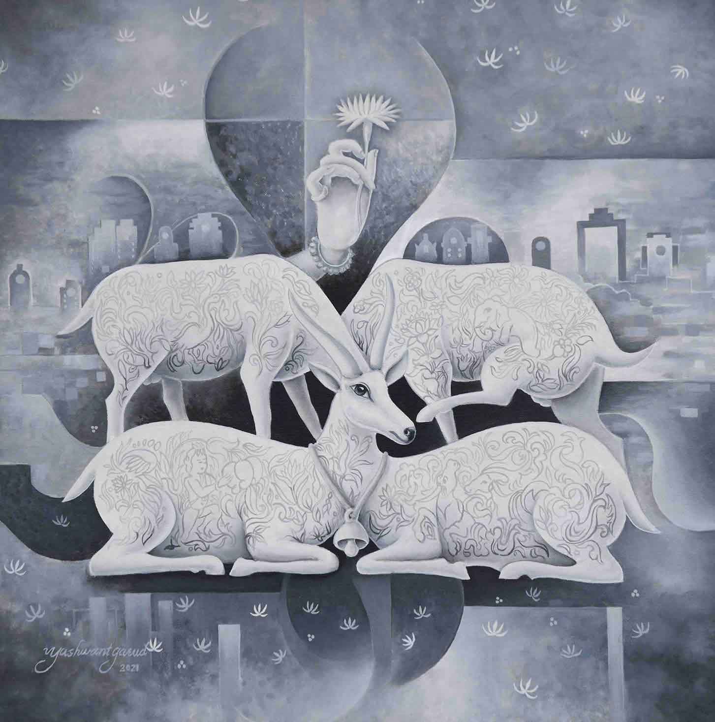 Four Deer One Head | Ajanta Cave 1